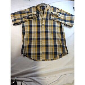 Roundtree & Yorke Men’s L Wrinkle Free Woven Plaid Button-Down Shirt Yellow